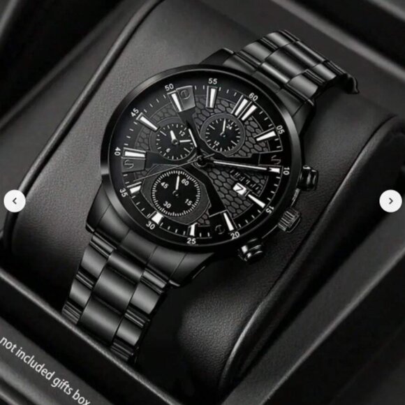 Geneva Men's Quartz Watch, Business Casual Steel Strap (Gold, Silver, or Black) - Picture 7 of 7